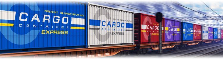 Container auf Güterwagon